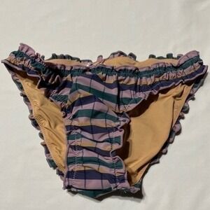 Madewell Second Wave Ruffled Plaid Bikini Bottom Size XXS NWT